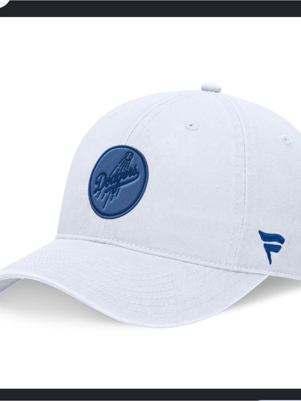 Fanatics White Dodgers Baseball Cap with Blue Patch